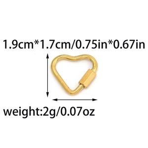 Chiusura a cuore in acciaio inossidabile dorato per gioielli fai da te, 1,9x1,7cm