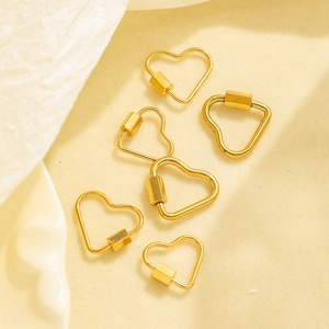 Set di 6 moschettoni a cuore in acciaio inossidabile dorato per gioielli fai-da-te