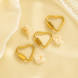 Connettore a Chiusura a Vite a Forma di Cuore in Acciaio Inossidabile Per Creazione Gioielli DIY Accessorio Moschettone Oro