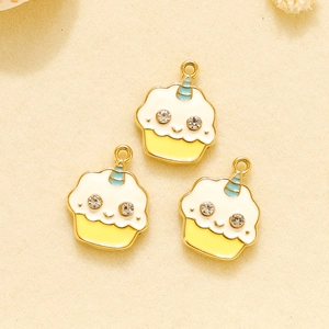 304 stainless steel cupcake charms with enamel finish for DIY jewelry and bracelets