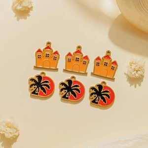 DIY Anhänger aus 304 Edelstahl mit Schloss- und tropischen Sonnenuntergang-Motiven