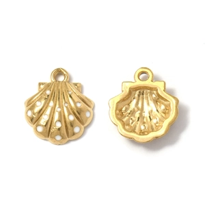 Colgantes de concha de acero inoxidable dorado para creación de joyas
