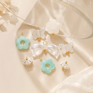 DIY 304 Edelstahl-Anhänger mit Acrylblumen und Schmetterlingen für Schmuckherstellung