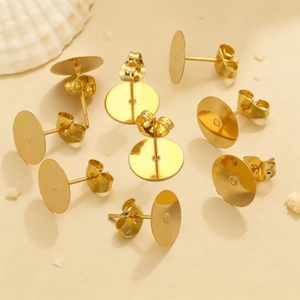 DIY Stainless Steel Flat Pad Earring Posts Blank Stud Earring Pins For Jewelry Making Findings Without Earring Backs