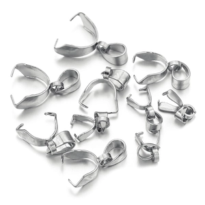 Polished stainless steel pinch bails for DIY pendant and jewelry necklace making