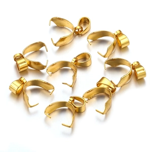 Stainless Steel Pendant Pinch Bails Gold Plated DIY Jewelry Findings Clip Clasp Connector For Necklace Making Accessory