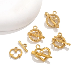 Fermoirs à bascule OT en acier inoxydable doré en styles cœur et rond pour bijoux DIY