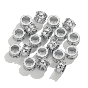 Polished stainless steel spacer beads with grooved edges for DIY jewelry making