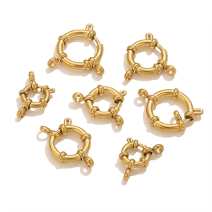 Polished 18K gold plated stainless steel spring ring clasps for jewelry making