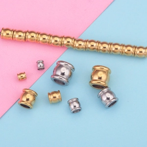 Vacuum plated stainless steel drum beads for DIY jewelry in gold and silver finishes