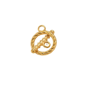 Fermoir à bascule OT doré en acier inoxydable avec texture spirale pour bijoux DIY