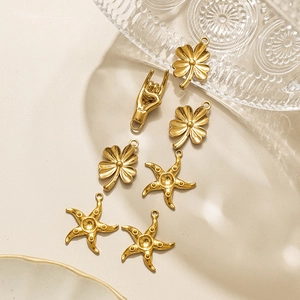 18K gold plated stainless steel clover starfish and rock sign charms for DIY jewelry