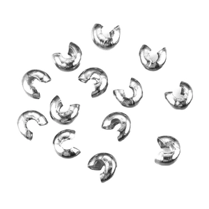 Polished silver C-shaped metal crimp covers for professional DIY jewelry making