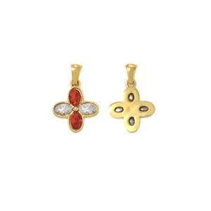 Colgante cruz de acero inoxidable estilo iglesia con piedras rojas y blancas