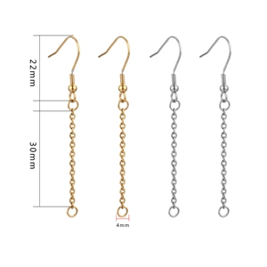 Ganci per orecchini fai da te in acciaio inox con catena a nappa lunga 30 mm