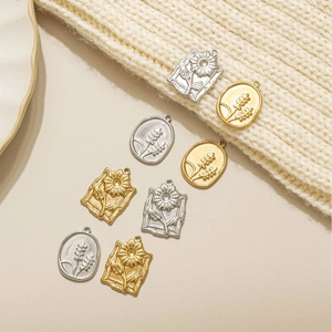 Colgantes vintage de acero inoxidable en oro de 18K y plata para bisutería artesanal DIY
