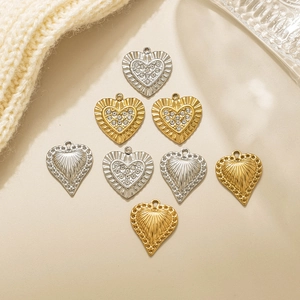 Colgante de Corazón de Acero Inoxidable Chapado en Oro Plata Con Strass Accesorio de Joyería DIY Para Collar Pulsera Mujer