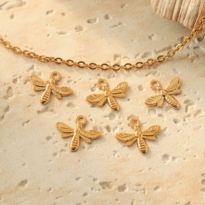 304 stainless steel gold bee pendants and necklace chain for DIY jewelry making