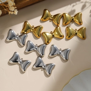 Pendentif Nœud Papillon en Acier Inoxydable 304 Plaqué Or 18K pour Fabrication de Bijoux DIY Colliers Boucles d'Oreilles Style Heavy Metal