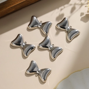 5 pendentifs nœuds en acier inoxydable 304 argenté effet miroir pour bijoux DIY