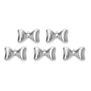 Cinq pendentifs nœuds papillon en acier inoxydable 304 poli pour bijoux DIY