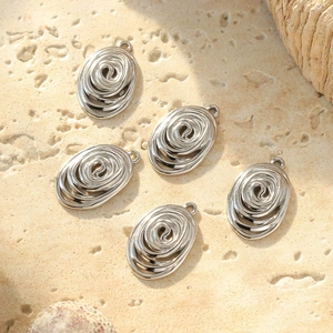 Anhänger aus 304 Edelstahl in ovaler Spiralform für DIY-Schmuckherstellung