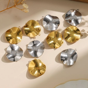 Colgantes de Forma de Hoja de Loto Irregular de Acero Inoxidable 304 DIY Joyería Amuletos Metálicos para Collar Regalo