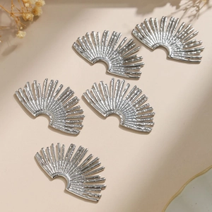 Five pieces of 304 stainless steel sunflower fan-shaped geometric earring charms for DIY jewelry