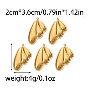 Cinq pendentifs ailes d'ange en acier doré, 2x3,6 cm, pour la création de bijoux