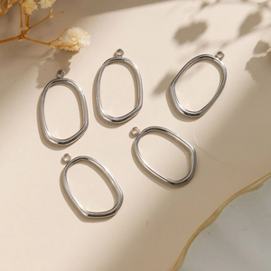 5-piece set of minimalist irregular 304 stainless steel oval pendants for DIY jewelry making