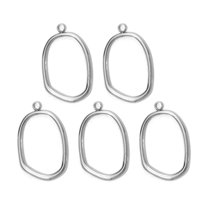 Detailed view of silver irregular oval 304 stainless steel pendants for DIY jewelry