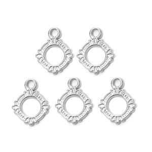 Detailed close-up of 5-piece 304 stainless steel geometric pendants with hollowed textures