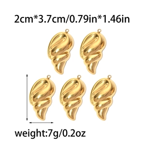 304 roestvrijstalen gouden schelp hanger met spiraalvormige textuur voor sieraden