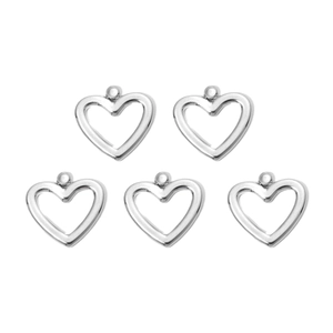 Vijf gepolijste 304 roestvrijstalen holle hartvormige hangers voor DIY sieraden maken