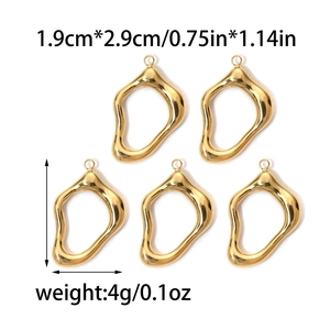 Irregular geometric gold hollow pendants with size 1.9x2.9cm and weight 4g for DIY jewelry