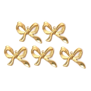 Set de cinco colgantes de lazo dorados en acero inoxidable 304 para creación de joyas