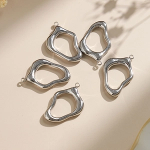 5-piece set of polished 304 stainless steel irregular geometric pendants for DIY jewelry