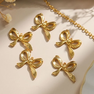 Colgantes de lazo en acero inoxidable 304 dorado para creación de joyas y collares DIY