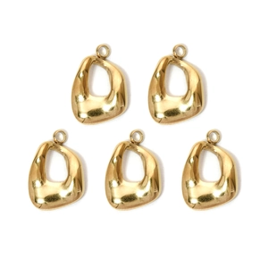 Set of five irregular gold geometric hollow pendants made of 304 stainless steel