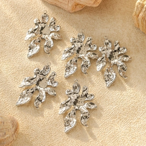 Five pieces set of 304 stainless steel irregular coral pendants with hammer texture