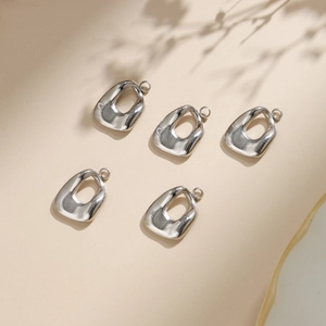 5PCS minimalist irregular hollow geometric silver 304 stainless steel pendants for DIY jewelry