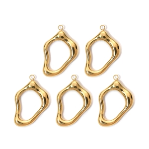 Five gold-plated 304 stainless steel irregular geometric hollow charms for DIY jewelry making