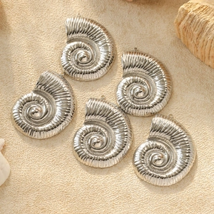 Lot de 5 pendentifs en forme de coquillage en acier inoxydable 304 pour bijoux de style marin