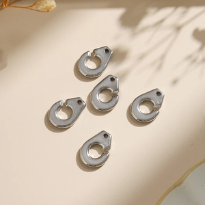 Five silver 304 stainless steel teardrop handcuff charms for DIY jewelry making