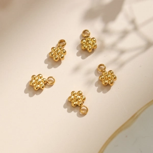 Golden 304 stainless steel flower pendants for DIY jewelry making accessories