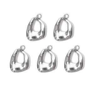 Five irregular geometric 304 stainless steel pendants with a polished mirror finish for DIY