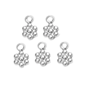304 Stainless steel small flower pendant charms with closed loops for DIY jewelry making