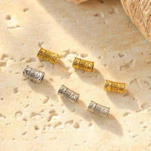 Perles d'Espacement Cylindriques en Acier Inoxydable 304 Texture Géométrique Gravée Perles Tubes Pour Fabrication Bijoux DIY