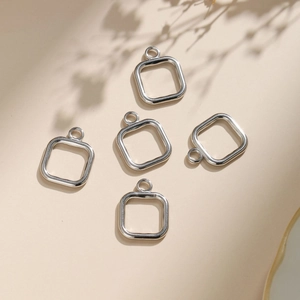 Set mit fünf quadratischen Anhänger-Verbindern aus 304 Edelstahl für DIY-Schmuck