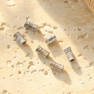 Lot de 6 perles cylindriques en acier inox 304 avec motifs ethniques pour bijoux DIY
